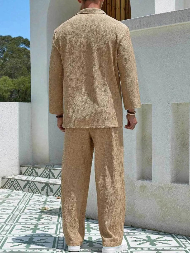 Men's Plus Size Long Sleeve Top and Pants Set - Nordavory