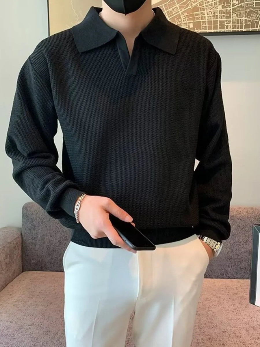 Men's Plus Size Polo Collar Textured Knit Top - Nordavory