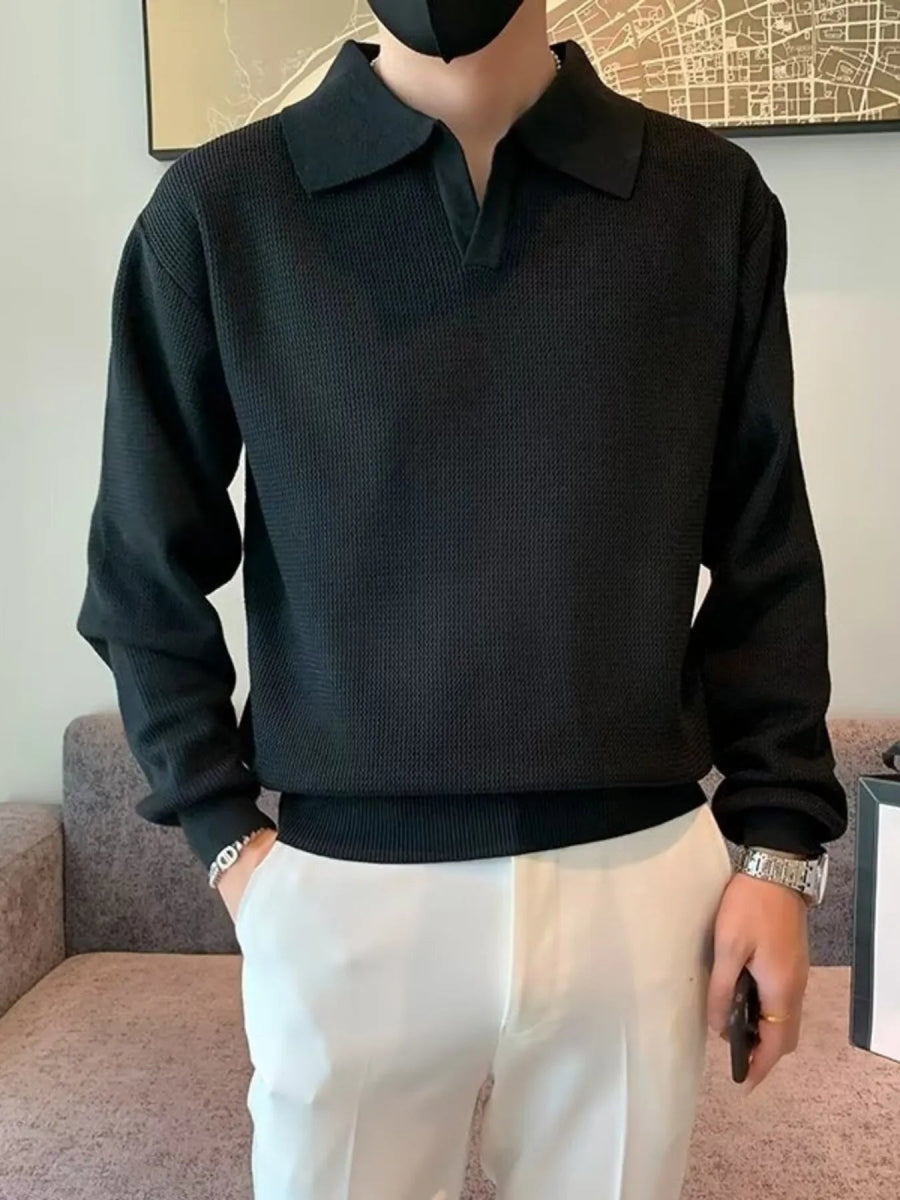 Men's Plus Size Polo Collar Textured Knit Top - Nordavory