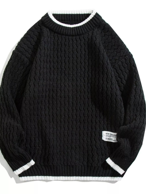 Men's Plus Size Round Neck Textured Knit Sweater - Nordavory
