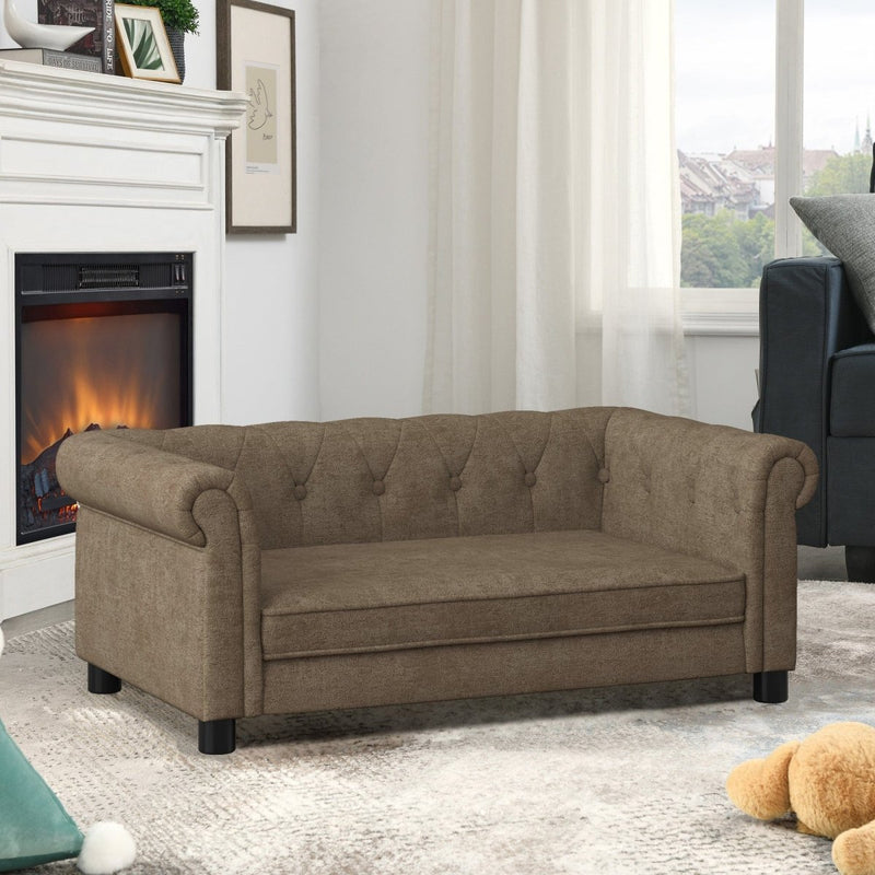 Modern Linen Fabric Elevated Pet Bed Sofa for Small and Medium Dogs - Nordavory