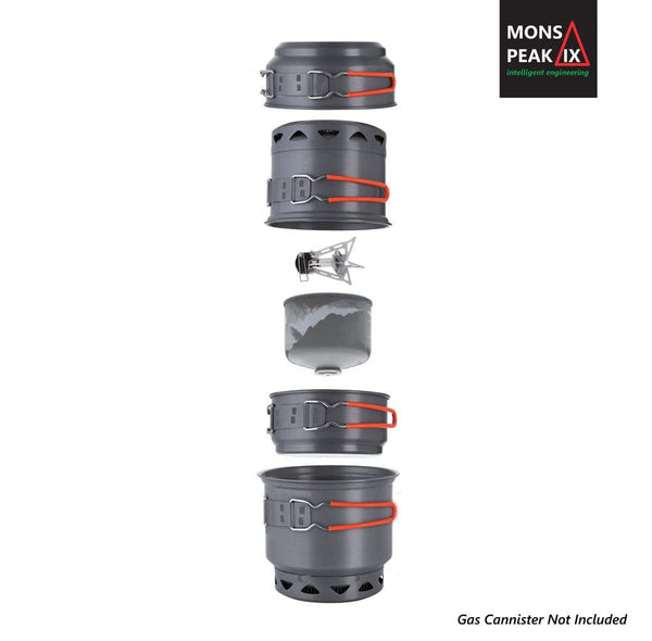 Mons Peak IX Trail 123 HE UL Cook Set with Stove Camping nordavory