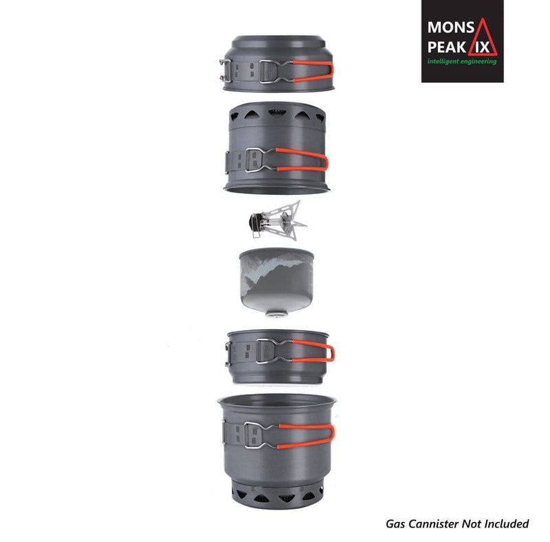 Mons Peak IX Trail 123 HE UL Cook Set with Stove Camping nordavory