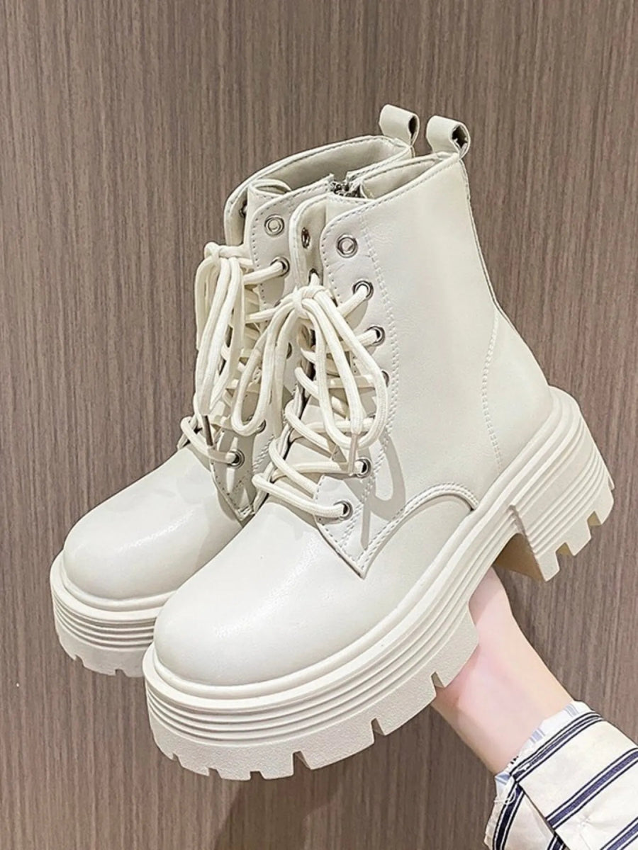 Platform Lace Up Boots-Nordavory