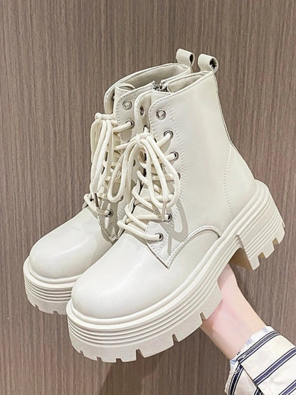 Platform Lace Up Boots-Nordavory