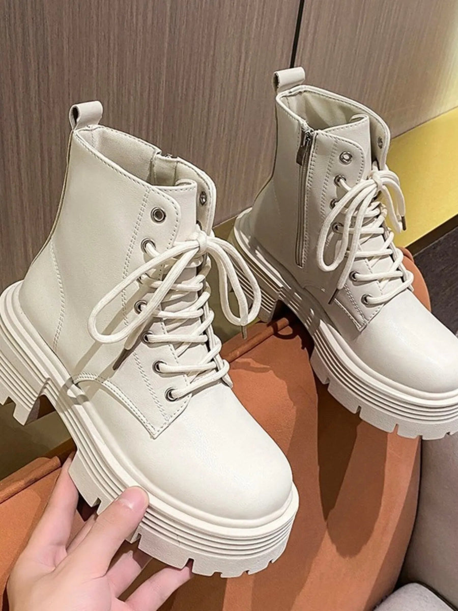 Platform Lace Up Boots-Nordavory