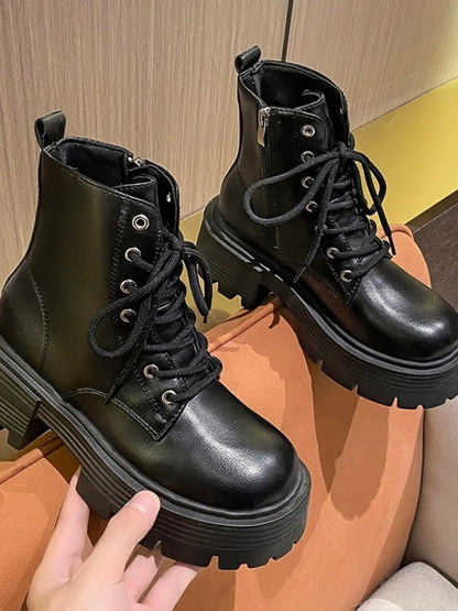 Platform Lace Up Boots-Nordavory