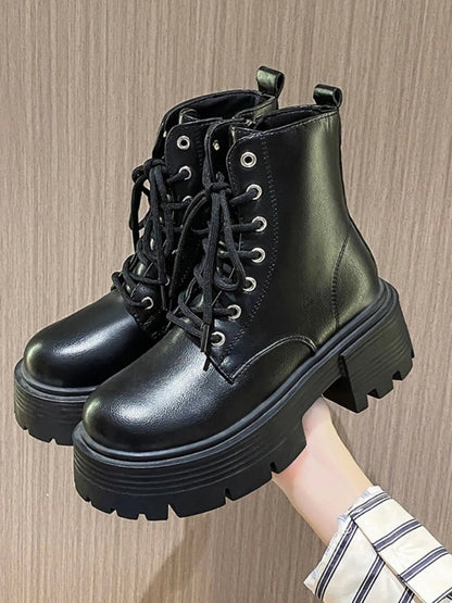 Platform Lace Up Boots-Nordavory