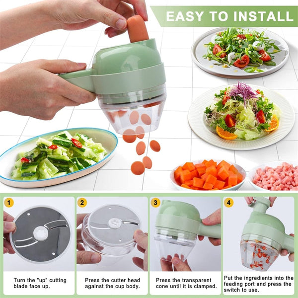 Portable Handheld 4 in 1 Electric Vegetable Slicer - Nordavory