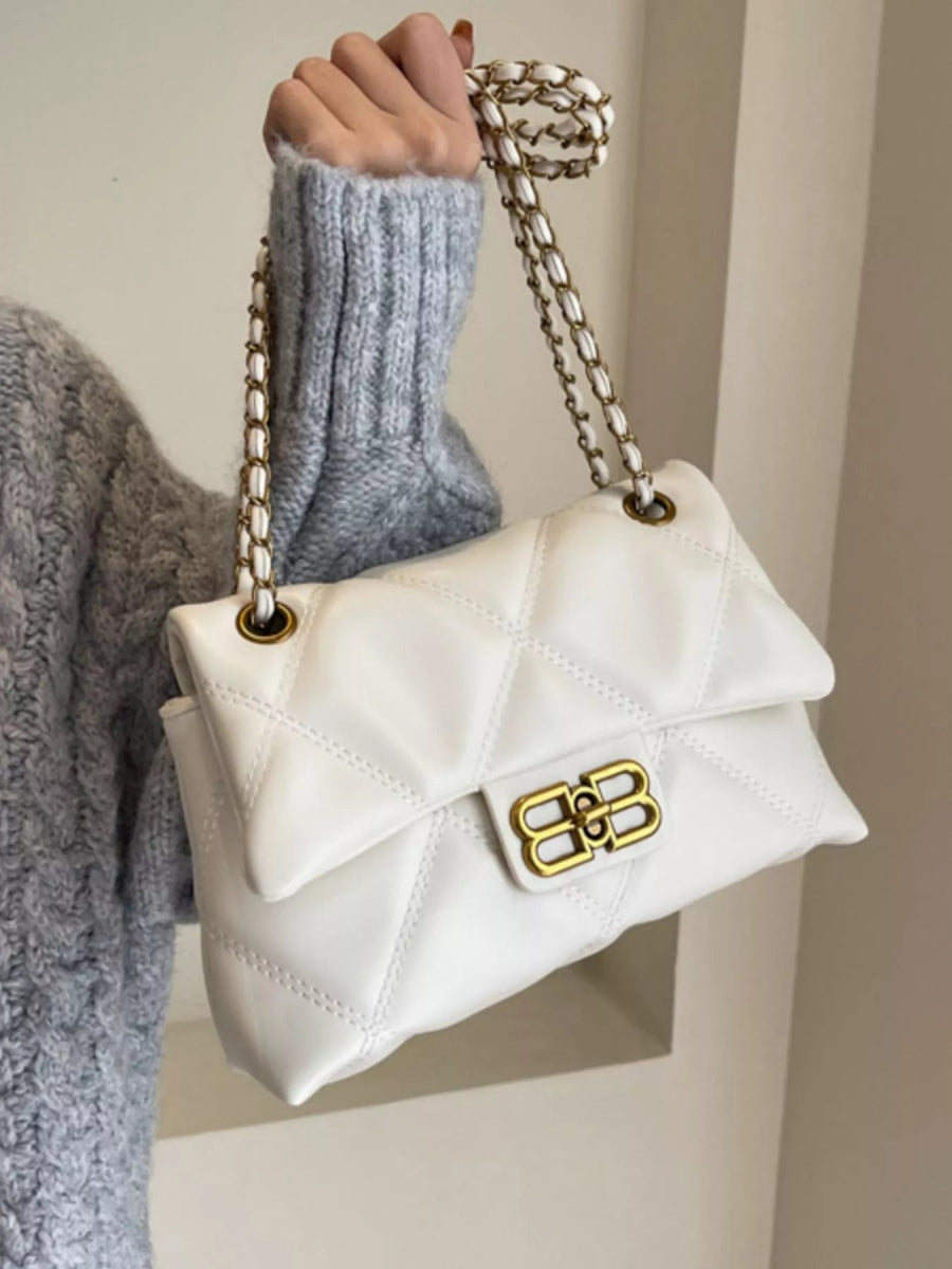 Quilted Flap Chain Crossbody Bag-Nordavory