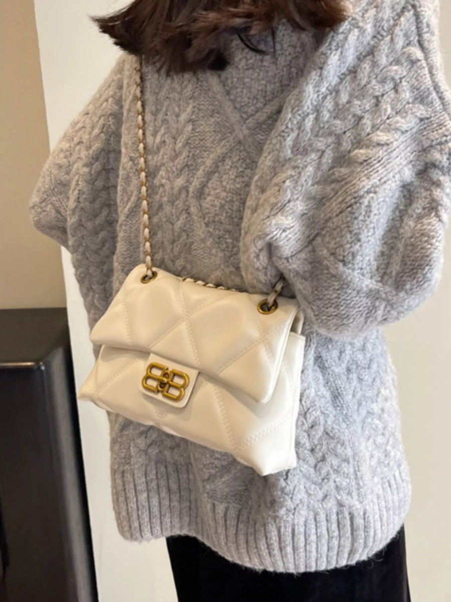 Quilted Flap Chain Crossbody Bag-Nordavory