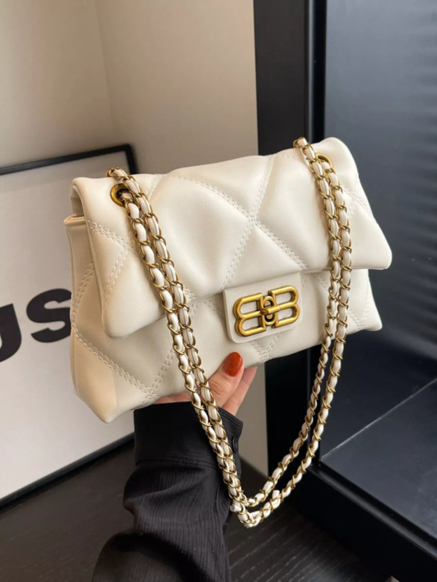 Quilted Flap Chain Crossbody Bag-Nordavory