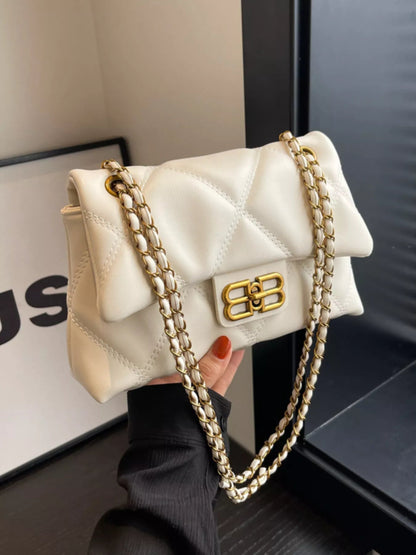 Quilted Flap Chain Crossbody Bag-Nordavory
