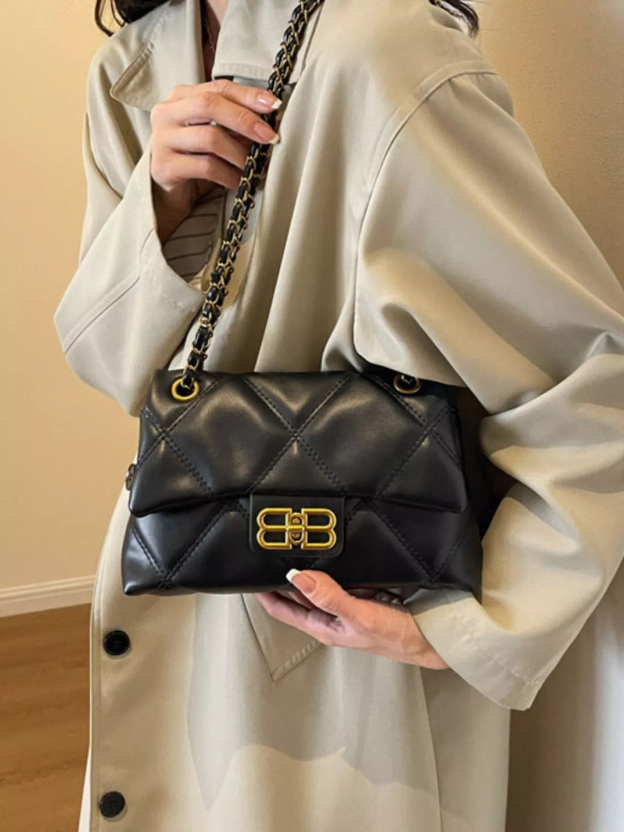 Quilted Flap Chain Crossbody Bag-Nordavory
