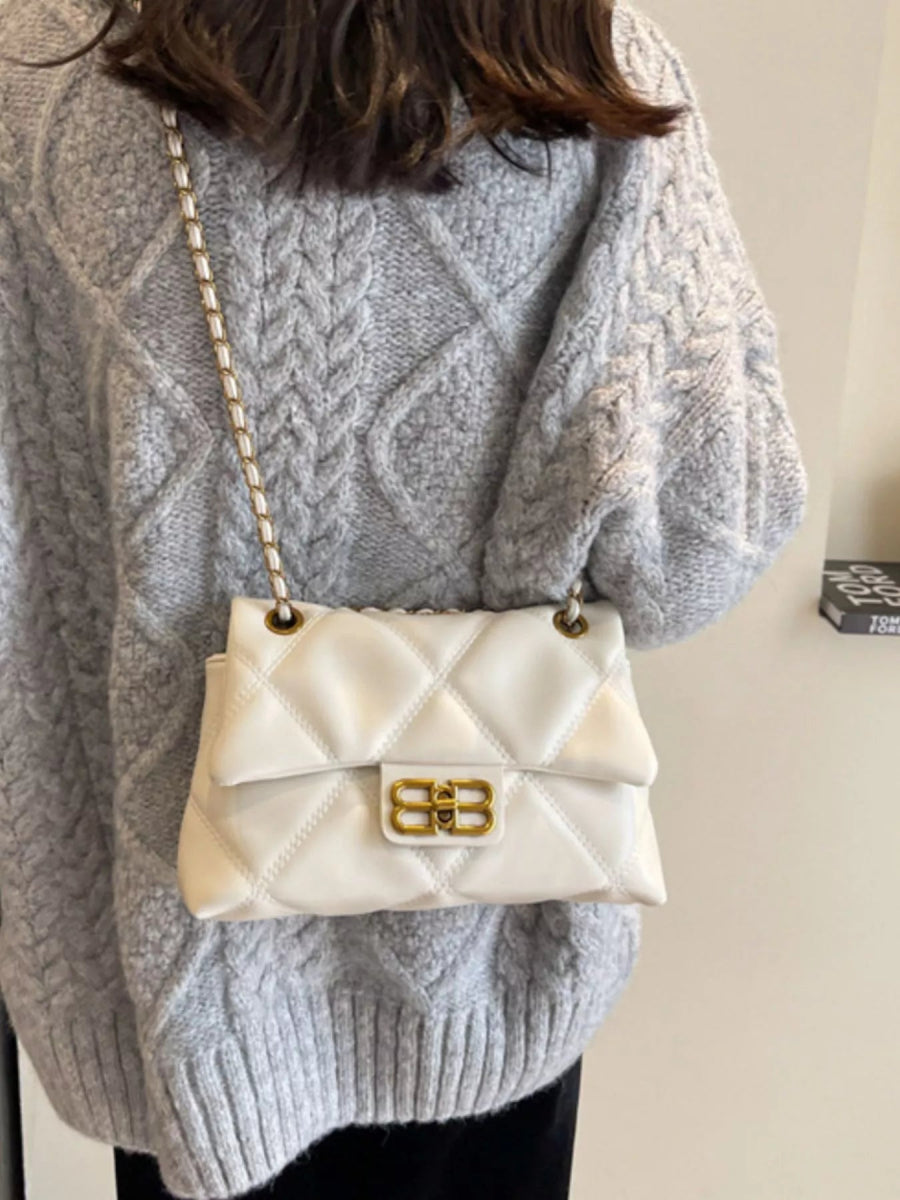 Quilted Flap Chain Crossbody Bag-Nordavory