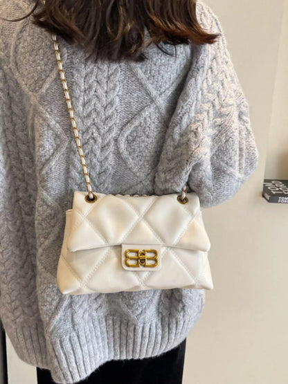 Quilted Flap Chain Crossbody Bag-Nordavory