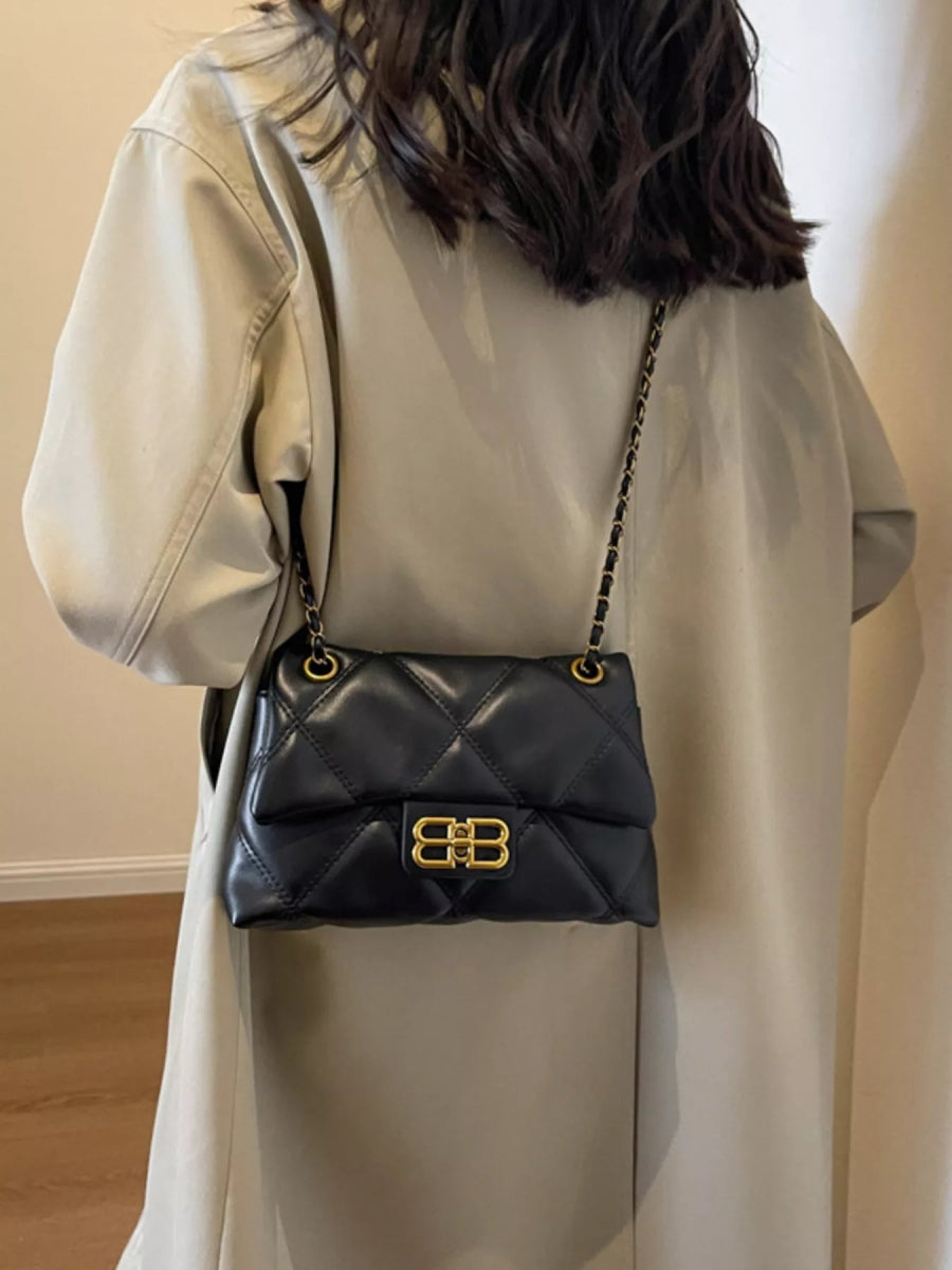 Quilted Flap Chain Crossbody Bag-Nordavory