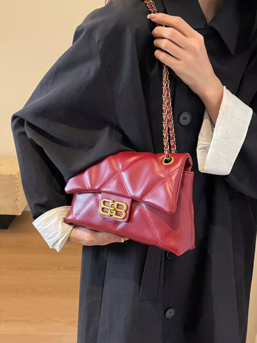 Quilted Flap Chain Crossbody Bag-Nordavory
