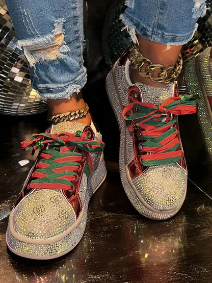 Rhinestone Round Toe Sneakers-Nordavory