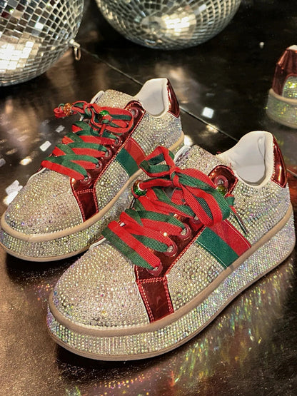 Rhinestone Round Toe Sneakers-Nordavory