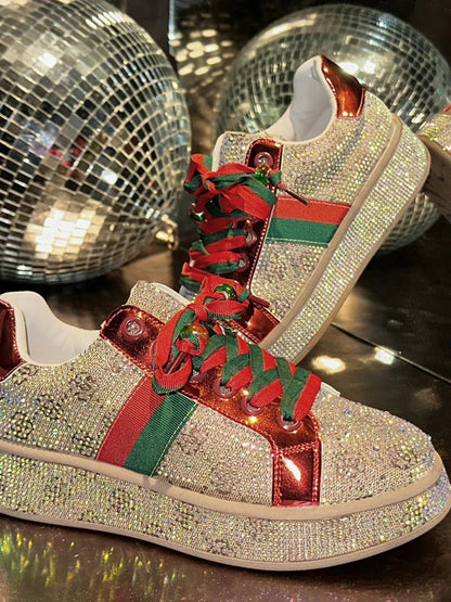Rhinestone Round Toe Sneakers-Nordavory
