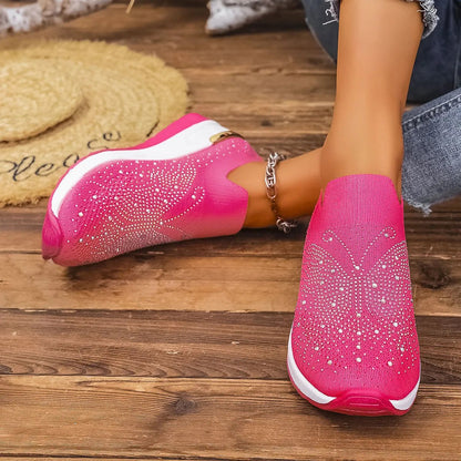 Rhinestone Wedge Sneakers-Nordavory