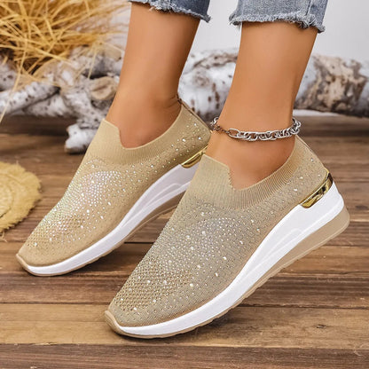 Rhinestone Wedge Sneakers-Nordavory