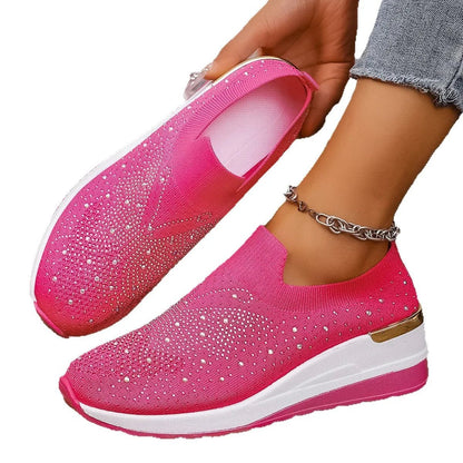 Rhinestone Wedge Sneakers-Nordavory