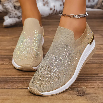 Rhinestone Wedge Sneakers-Nordavory