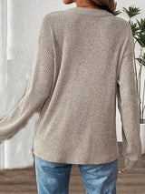 Ribbed Button Detail Long Sleeve T-Shirt - Nordavory