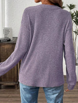 Ribbed Button Detail Long Sleeve T-Shirt - Nordavory