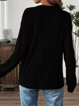 Ribbed Button Detail Long Sleeve T-Shirt - Nordavory