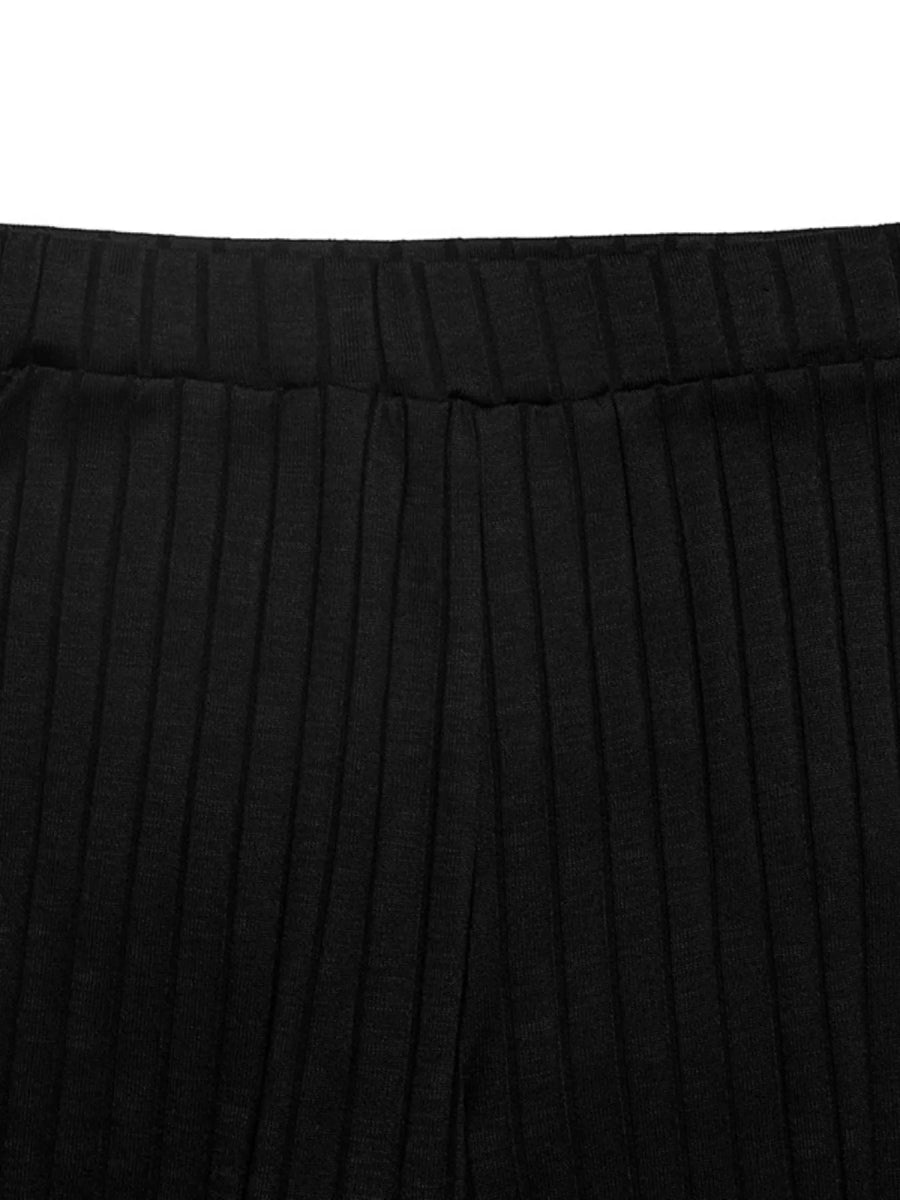 Ribbed Knit Cardigan & Wide Leg Pants Set-Nordavory