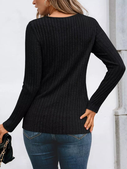 Ribbed Long Sleeve Tee - Cozy & Stylish!-Nordavory