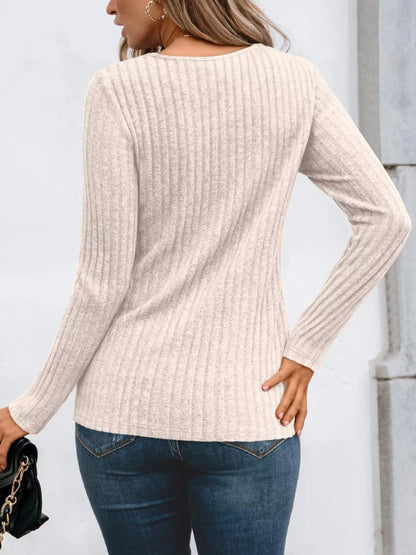 Ribbed Long Sleeve Tee - Cozy & Stylish!-Nordavory