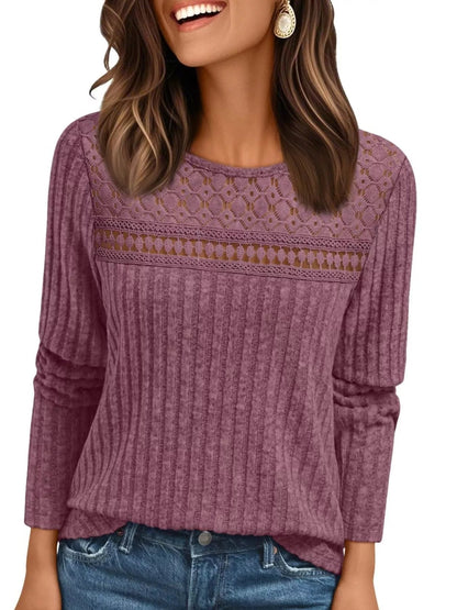 Ribbed Long Sleeve Tee - Cozy & Stylish!-Nordavory