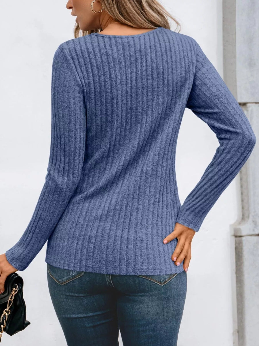 Ribbed Long Sleeve Tee - Cozy & Stylish!-Nordavory