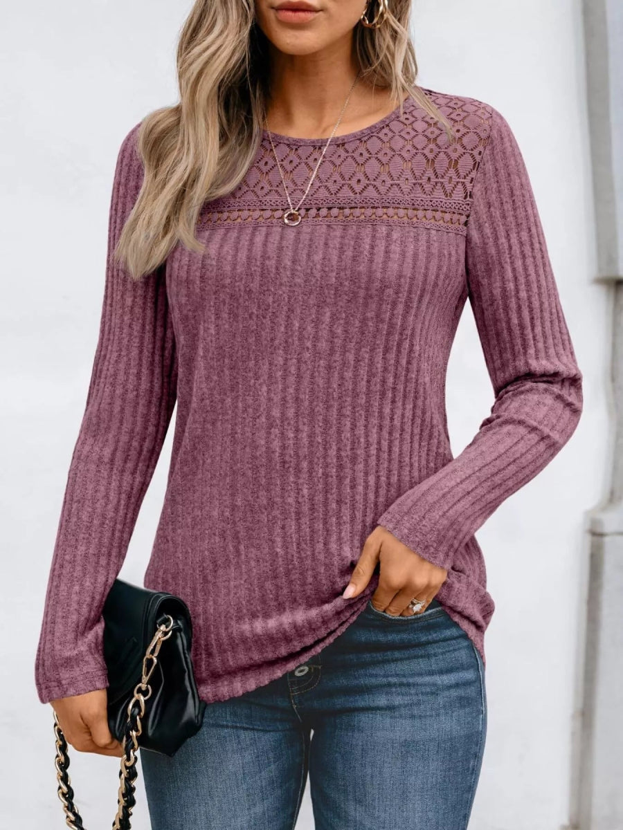 Ribbed Long Sleeve Tee - Cozy & Stylish!-Nordavory