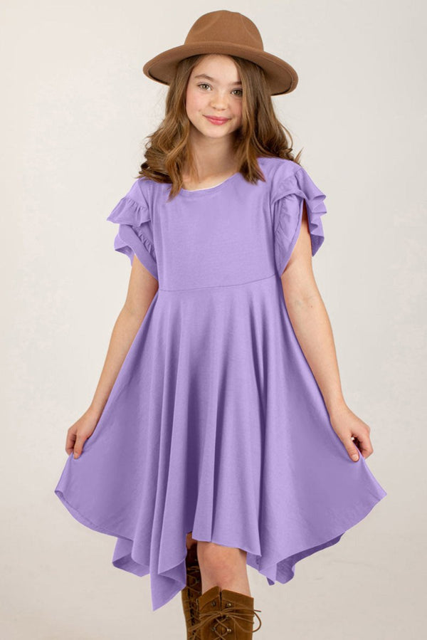 Round Neck Petal Sleeve Dress-Nordavory