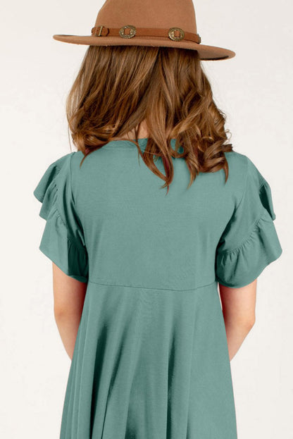 Round Neck Petal Sleeve Dress-Nordavory