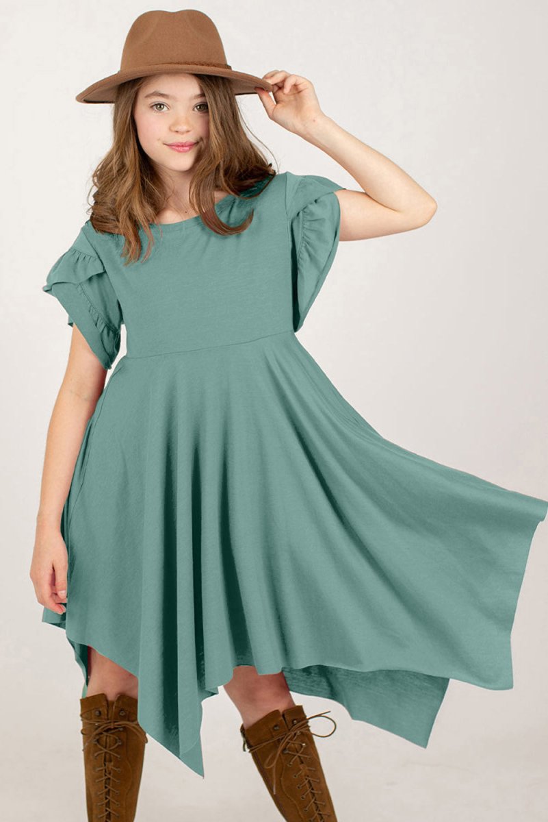 Round Neck Petal Sleeve Dress-Nordavory