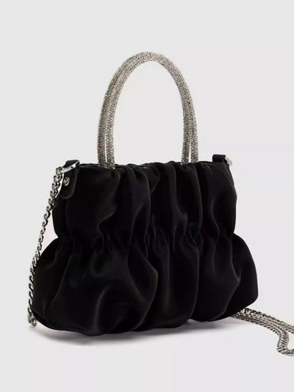 Ruched Chain Crossbody Bag-Nordavory