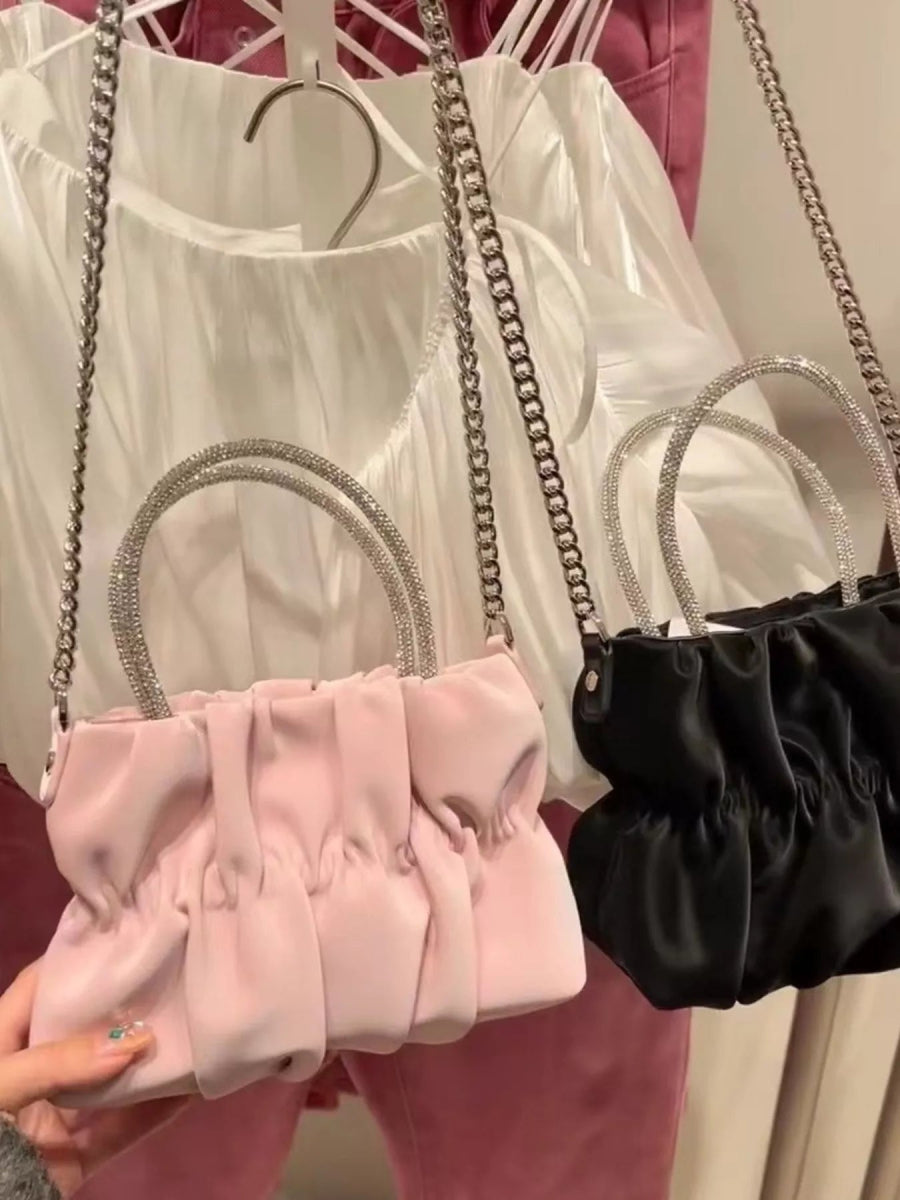 Ruched Chain Crossbody Bag-Nordavory