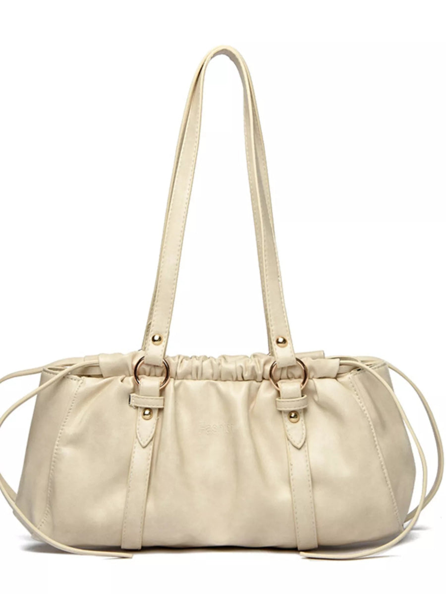 Ruched Leather Shoulder Bag-Nordavory