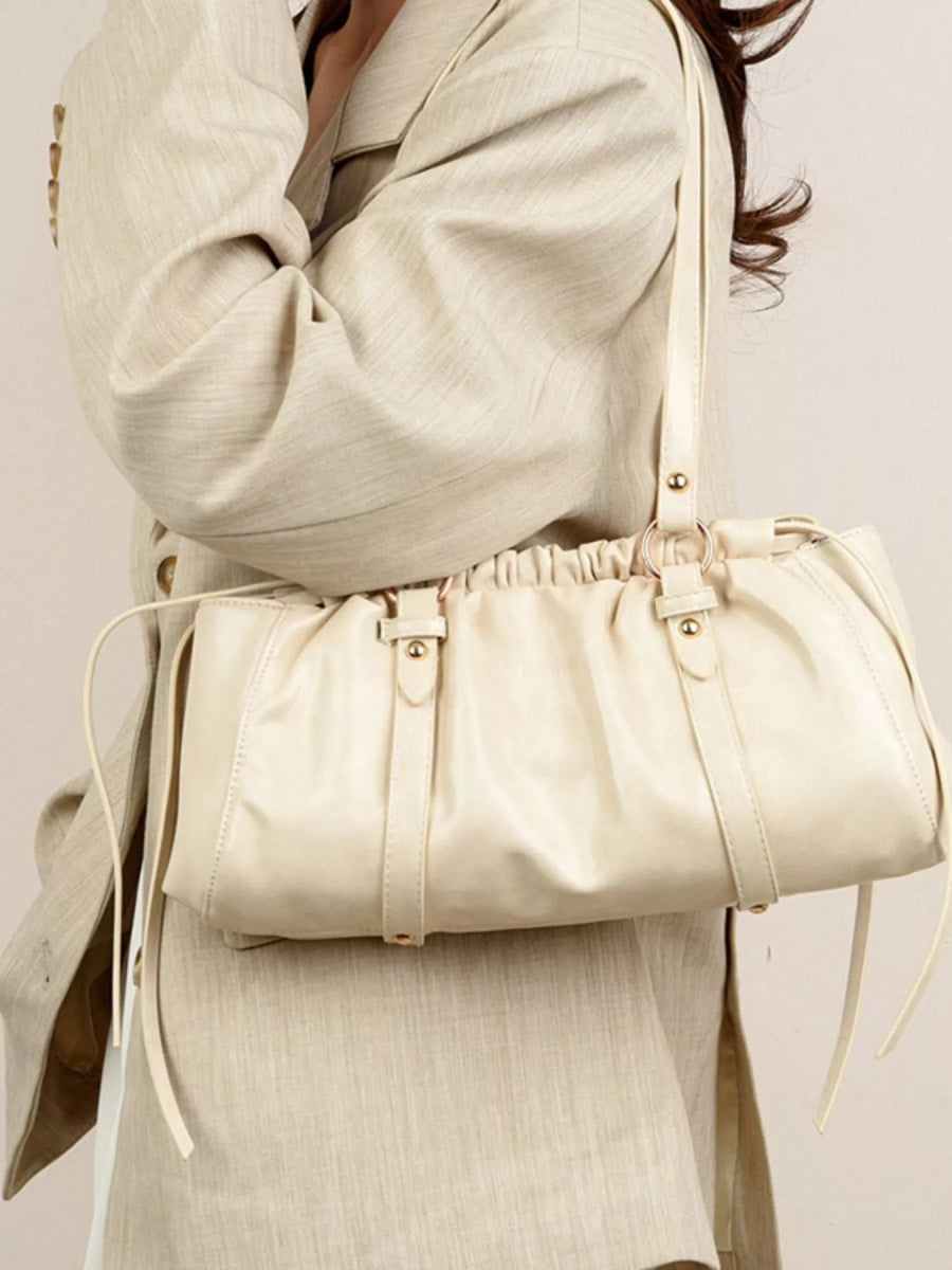 Ruched Leather Shoulder Bag-Nordavory