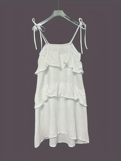 Ruffled Tie Shoulder Mini Dress-Nordavory