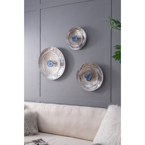 Silver Textured Oversized Disc, Wall Decor for Living Room Bedrrom - Nordavory