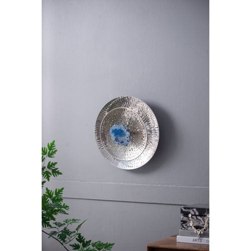 Silver Textured Oversized Disc, Wall Decor for Living Room Bedrrom - Nordavory