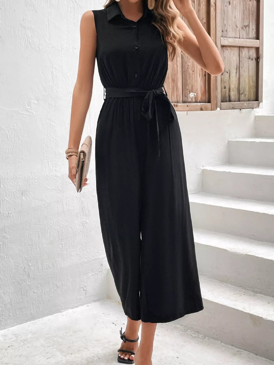 Sleeveless Wide Leg Jumpsuit-Nordavory