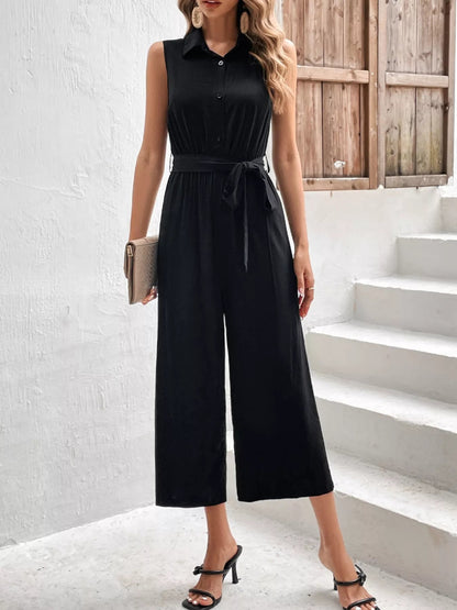 Sleeveless Wide Leg Jumpsuit-Nordavory